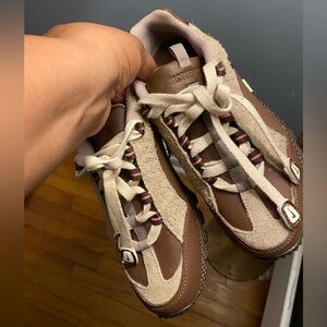 Brown and Tan Jacquemous Nike shoes size 5 worn once very good condition